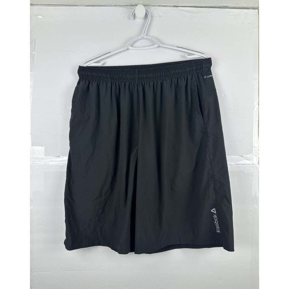 Reebok Men's XL Speedwick Black Athletic Shorts Zip Pocket Elastic Waist